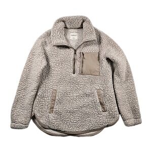 Abercrombie & Fitch Soft A&F Sherpa 1/4 Zip Pullover Womens Small Beige